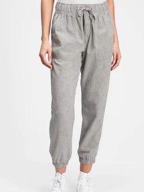 GAP Gray Drawstring Linen-Blend Jogger Pants